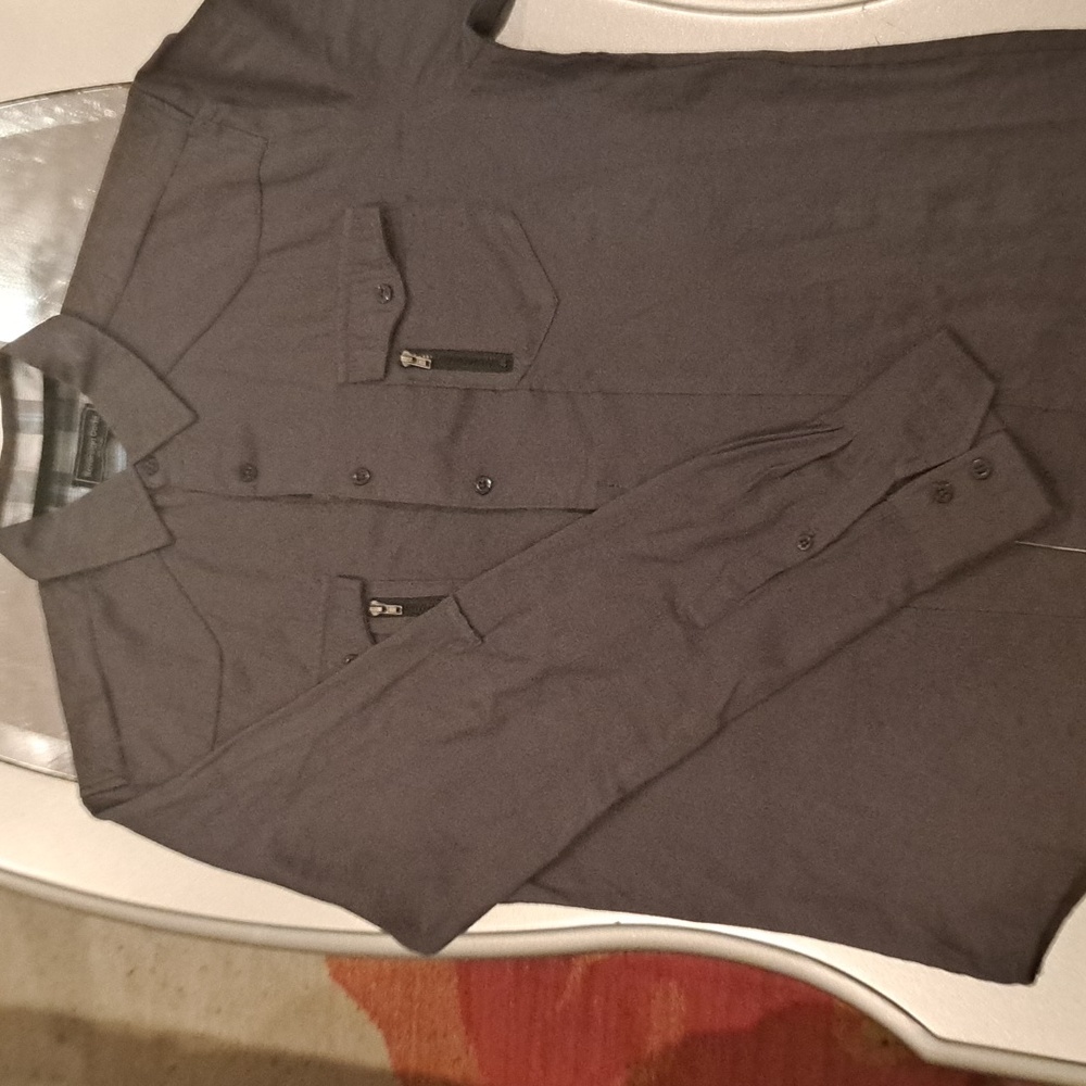 Sovereign Code, Medium, Slate Grey, Long Sleeve Dress Shirt, 21" P2P.